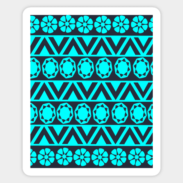 Sky blue colour floral geometric pattern Sticker by RAK20